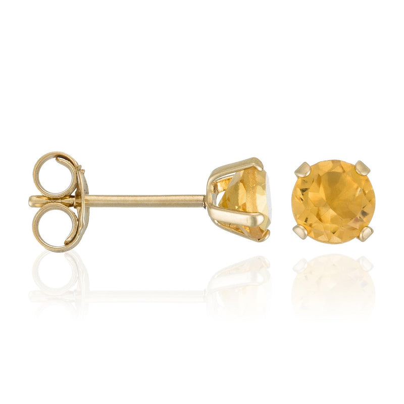 Boucles D'Oreilles "Puce Citrine 4Mm" :0,4Ct/2