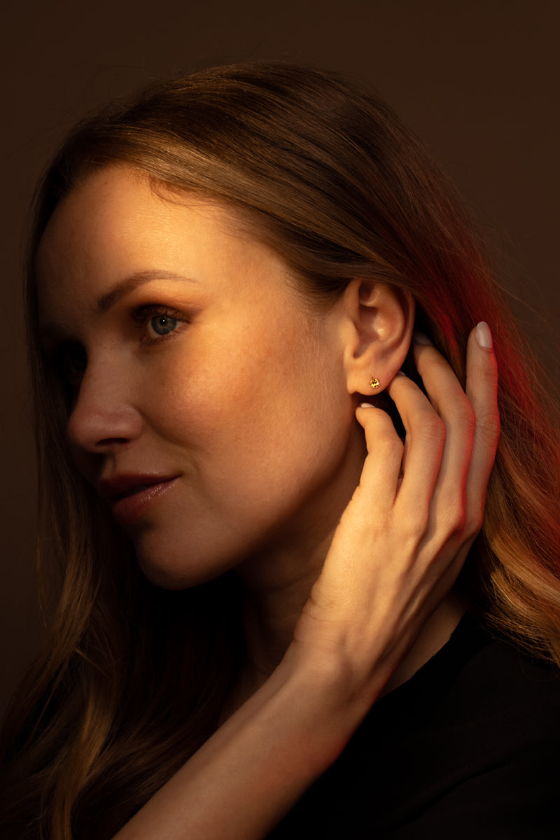 Boucle D'Oreilles "Puce Citrine 4Mm" :0,4Ct/2