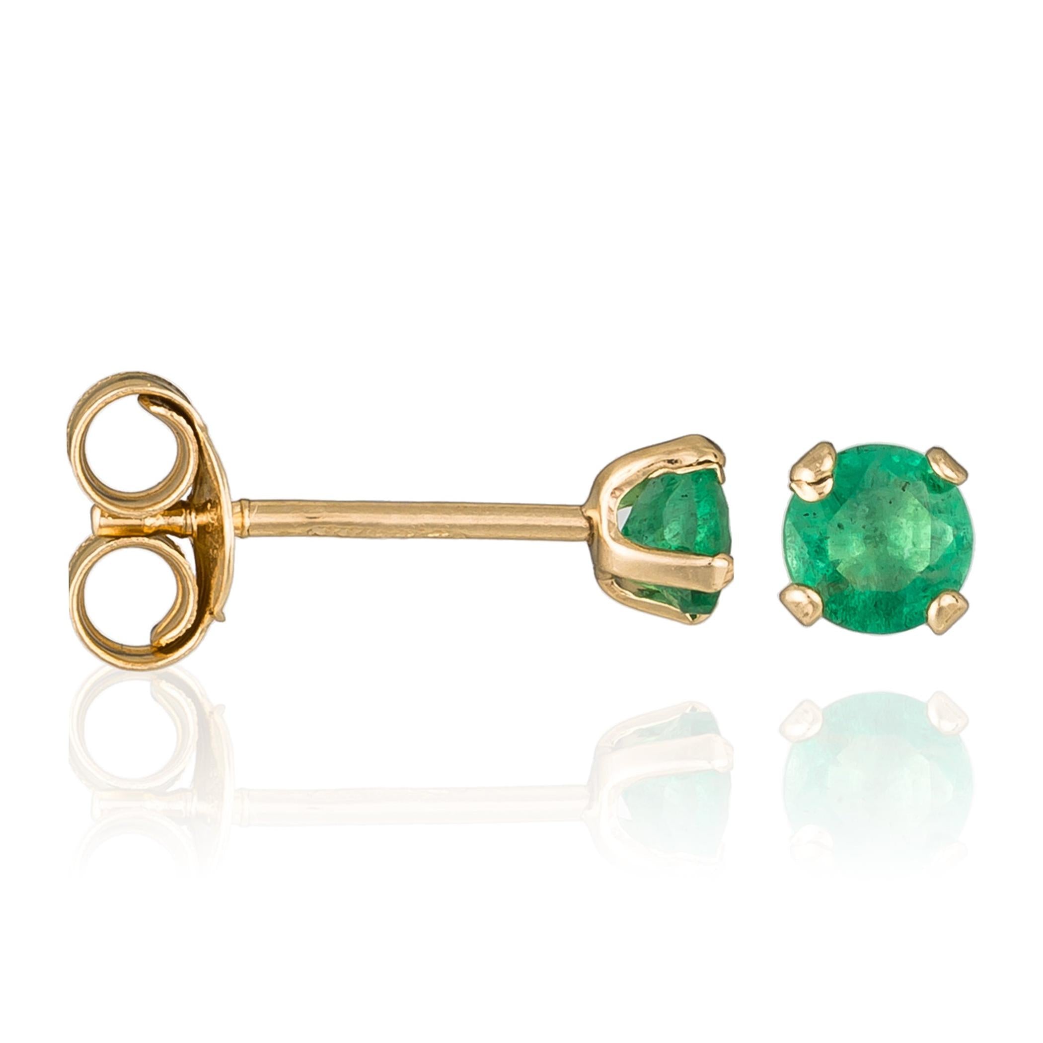 Boucles D'Oreilles "Puce Emeralda 3Mm" : 0,24Ct/2