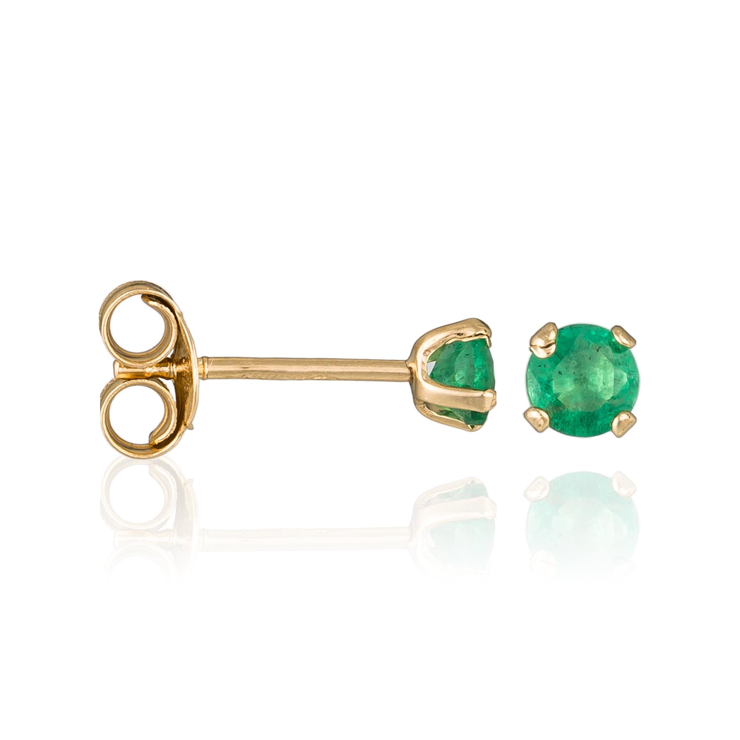 Boucle D'Oreilles "Puce Emeralda 3Mm" : 0,24Ct/2