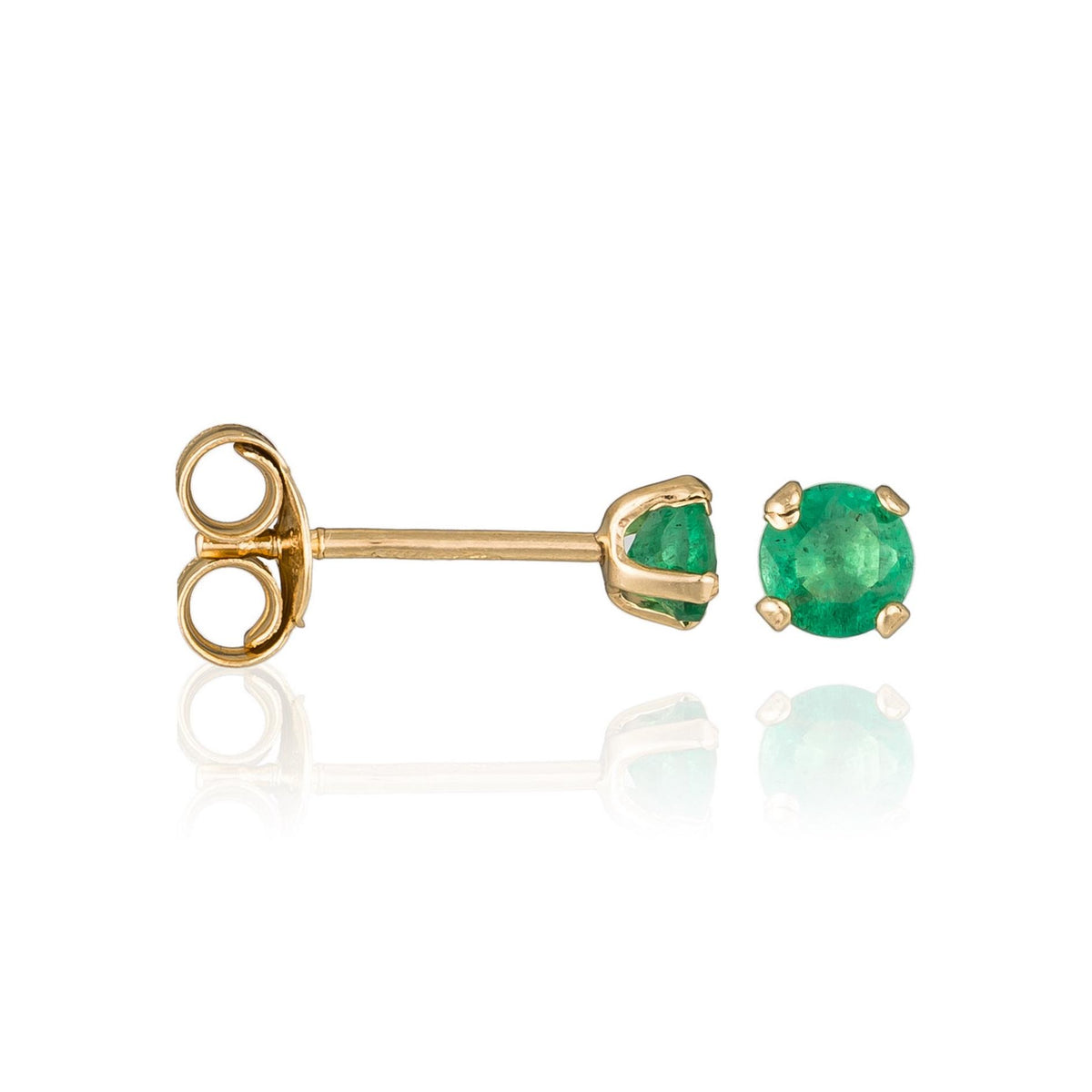 Pendientes de botón "Emeralda de 3 mm": 0,24 ct/2 - Oro amarillo 375/1000
