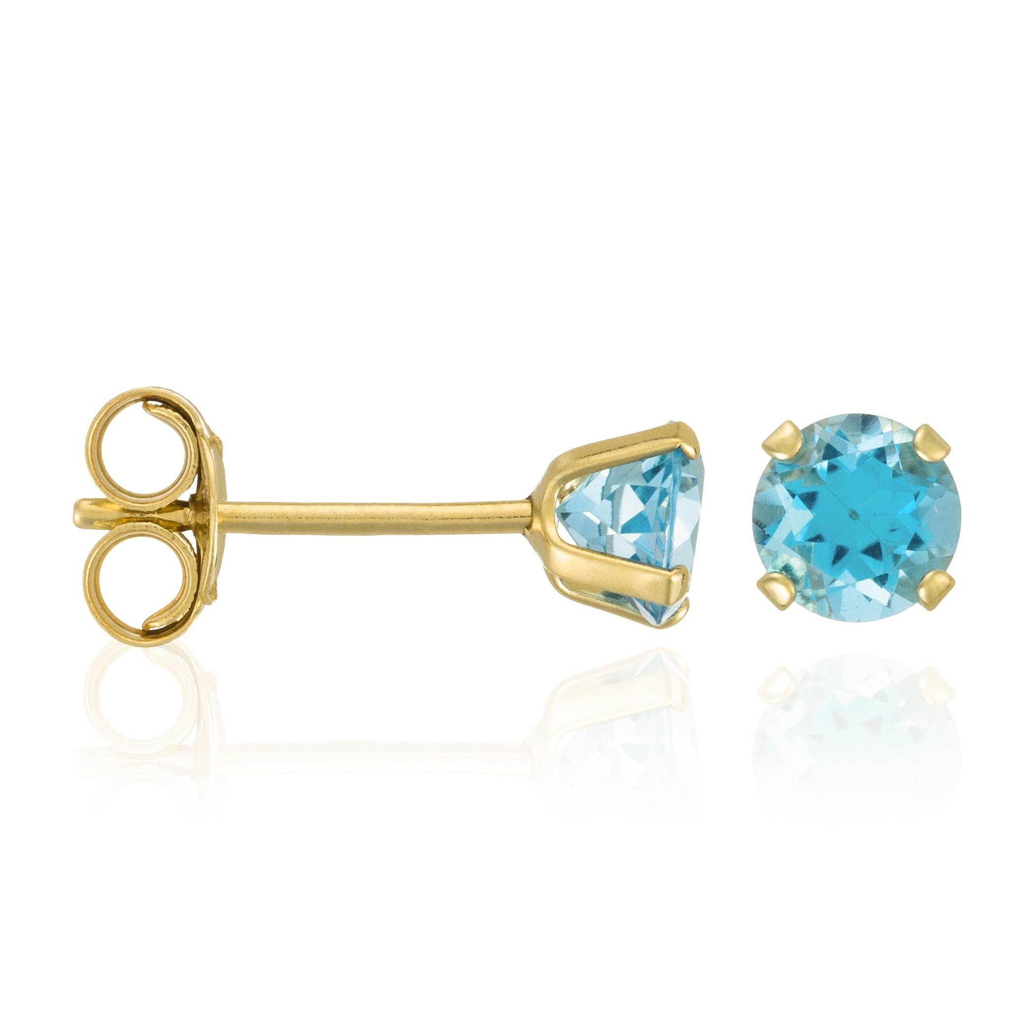 Boucles D'Oreilles "Puce Topaze 4Mm" : 0,45Ct/2