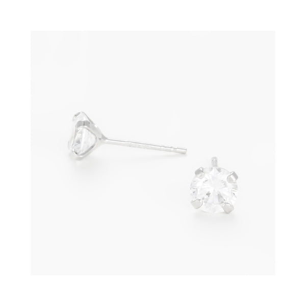 “Simply You 5Mm” 375/1000 White Gold And Zirconium Earrings
