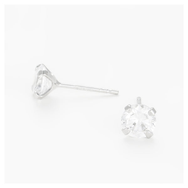 Pendientes "Simply You 5Mm" de oro blanco 375/1000 y circonio
