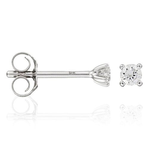 Boucles D'Oreilles "Single Diamond 0,06" Diamants 0,06/2 - Or Blanc 375/1000
