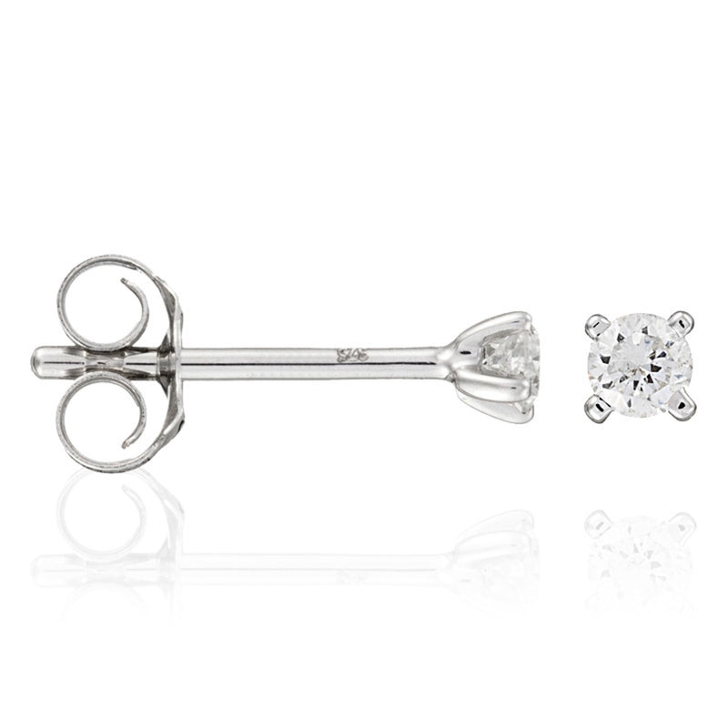 Boucles D'Oreilles "Single Diamond 0,06" Diamants 0,06/2 - Or Blanc 375/1000