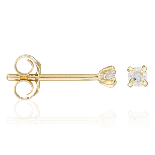 Boucles D'Oreilles "Single Diamond 0,06" Diamants 0,06/2 - Or Jaune 375/1000