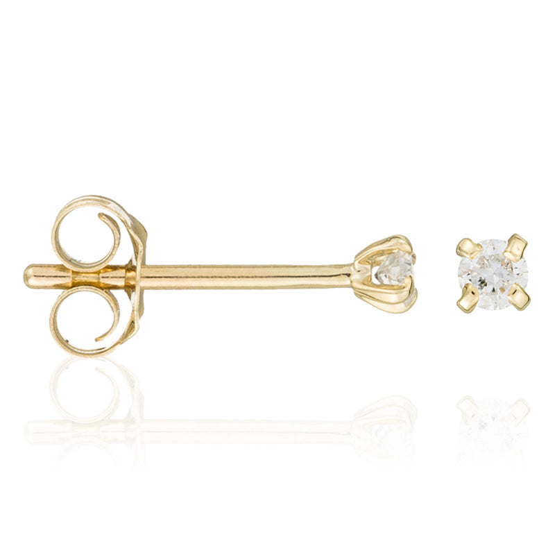 Boucles D'Oreilles "Single Diamond 0,06" Diamants 0,06/2 - Or Jaune 375/1000