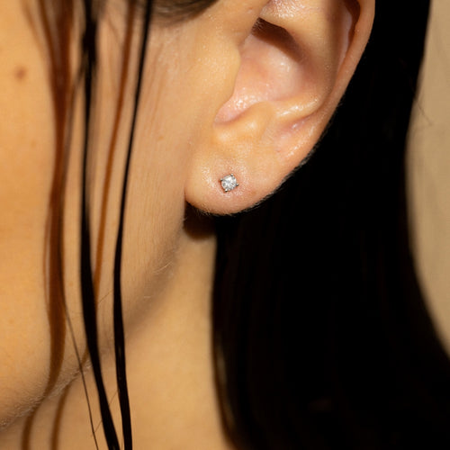 Boucles D'Oreilles "Single Diamond 0,20" Diamants 0,20/2 - Or Blanc