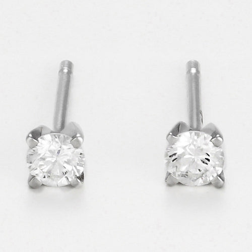 Boucles D'Oreilles "Single Diamond 0,20" Diamants 0,20/2 - Or Blanc 375/1000