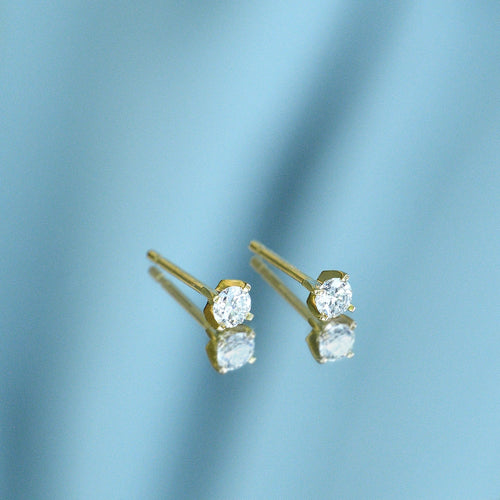 Earrings "Single Diamond 0,20" Diamonds 0,20/2 - Yellow Gold 375/1000