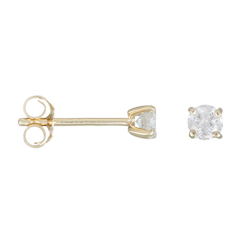 Boucles D'Oreilles "Single Diamond 0,20" Diamants 0,20/2 - Or Jaune 375/1000