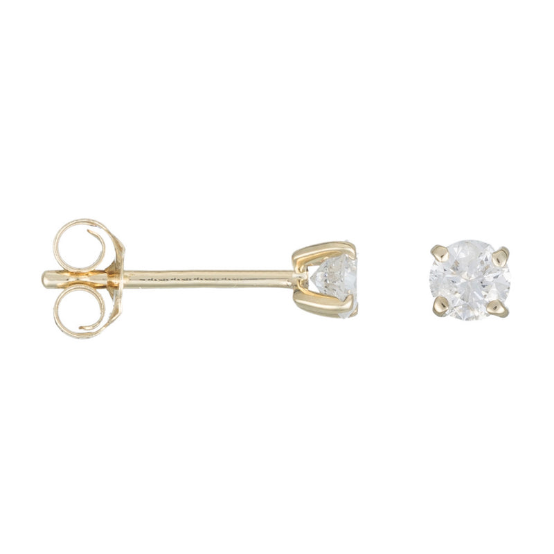 Boucles D'Oreilles "Single Diamond 0,20" Diamants 0,20/2 - Or Jaune 375/1000