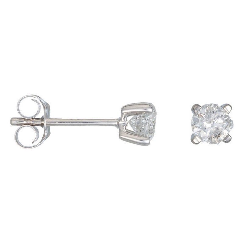 Boucles D'Oreilles "Single Diamond 0,40 Carat" D0,40/2 - Or Blanc 375/1000