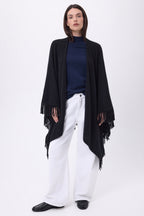 Equinoxe Fringed Poncho - Black - Women