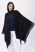 Equinoxe Fringed Poncho - Black - Women