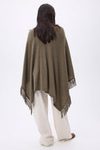 Equinoxe Fringed Poncho - Mottled Khaki - Women