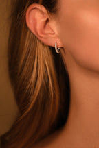 Boucles D'Oreilles "Taylor" Or Blanc 375/1000 Et Zirconium