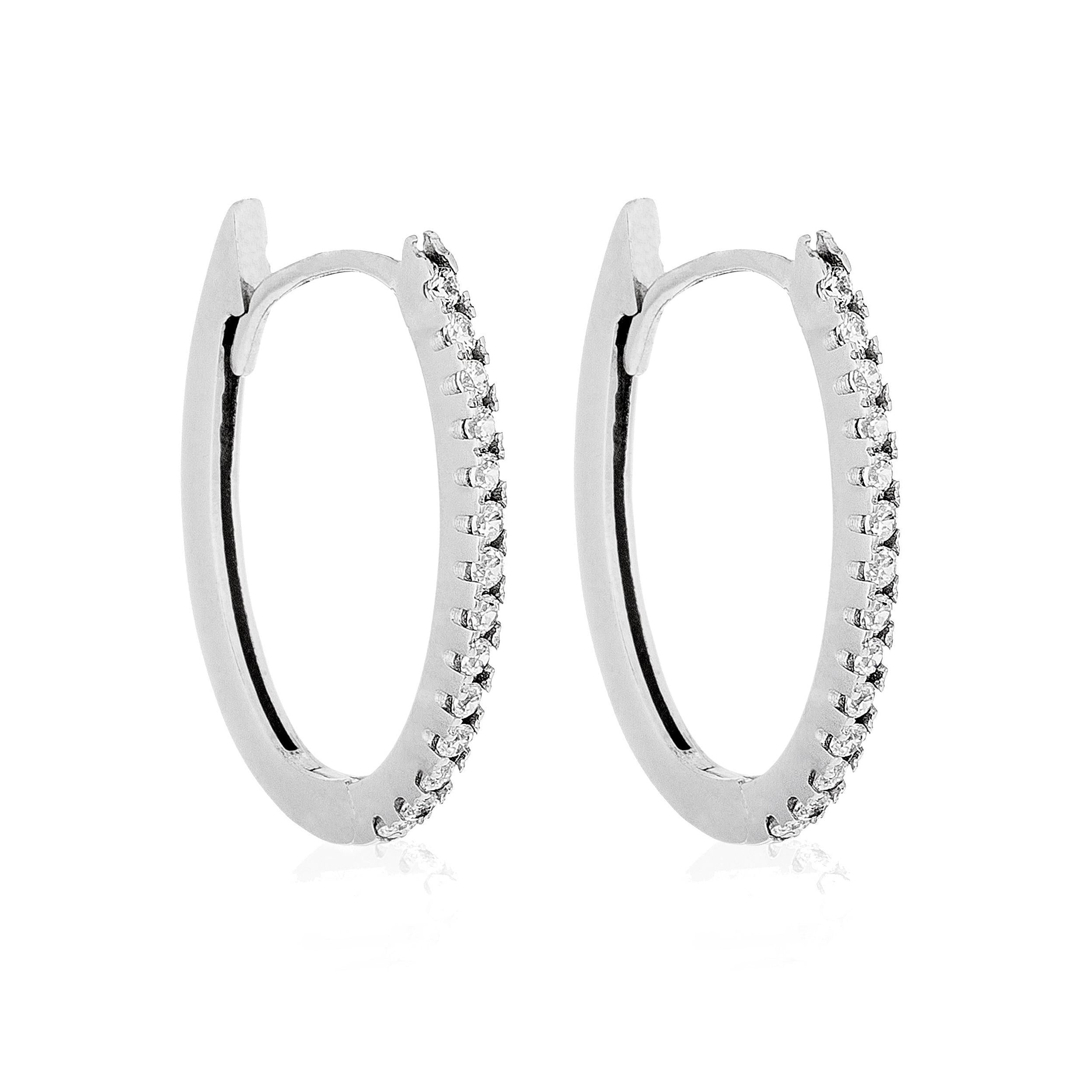 "Alizée 11mm" Earrings in 375/1000 White Gold and Zirconium