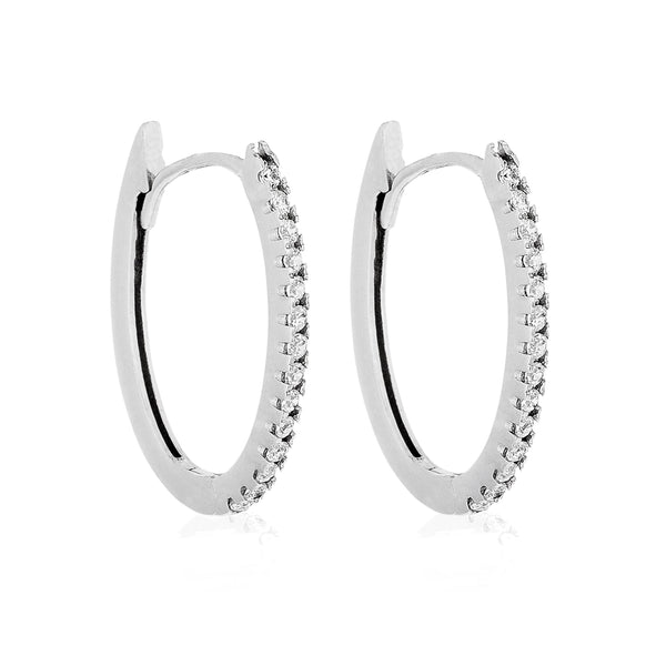 Boucles D'Oreilles "Alizée 11Mm" Or Blanc 375/1000 Et Zirconium