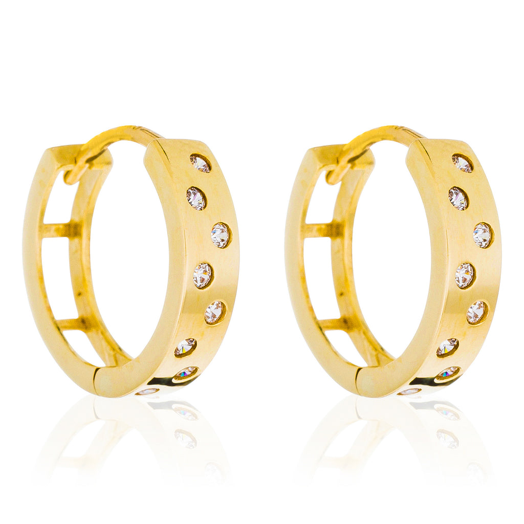 Pendientes "Lucie" oro amarillo 375/1000 y circonita