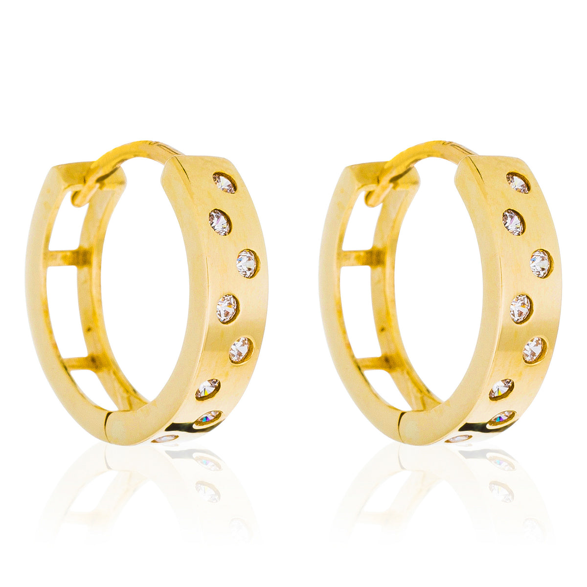 Pendientes "Lucie" oro amarillo 375/1000 y circonita
