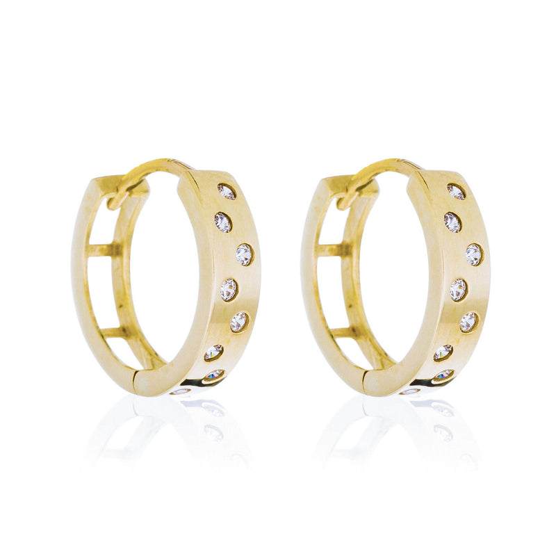 Boucles D'Oreilles "Lucie" Or Jaune 375/1000 Et Zirconium