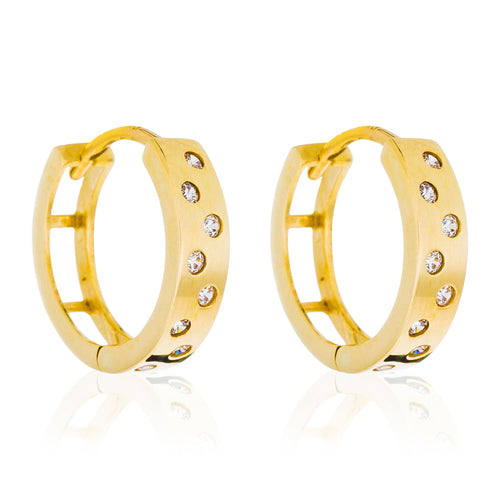 Boucles D'Oreilles "Lucie" Or Jaune 375/1000 Et Zirconium