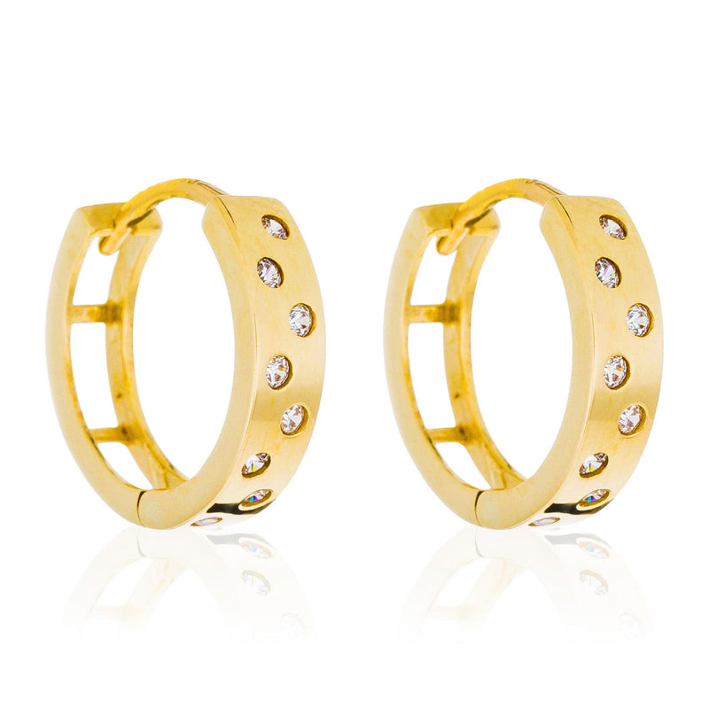 Boucles D'Oreilles "Lucie" Or Jaune 375/1000 Et Zirconium