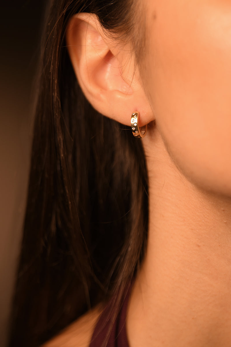 Pendientes "Lucie" oro amarillo 375/1000 y circonita