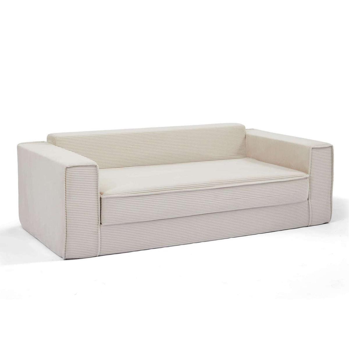 Erebus - Divano lineare compresso e trasformabile Déplimousse a 3 posti - Velluto a coste - Beige