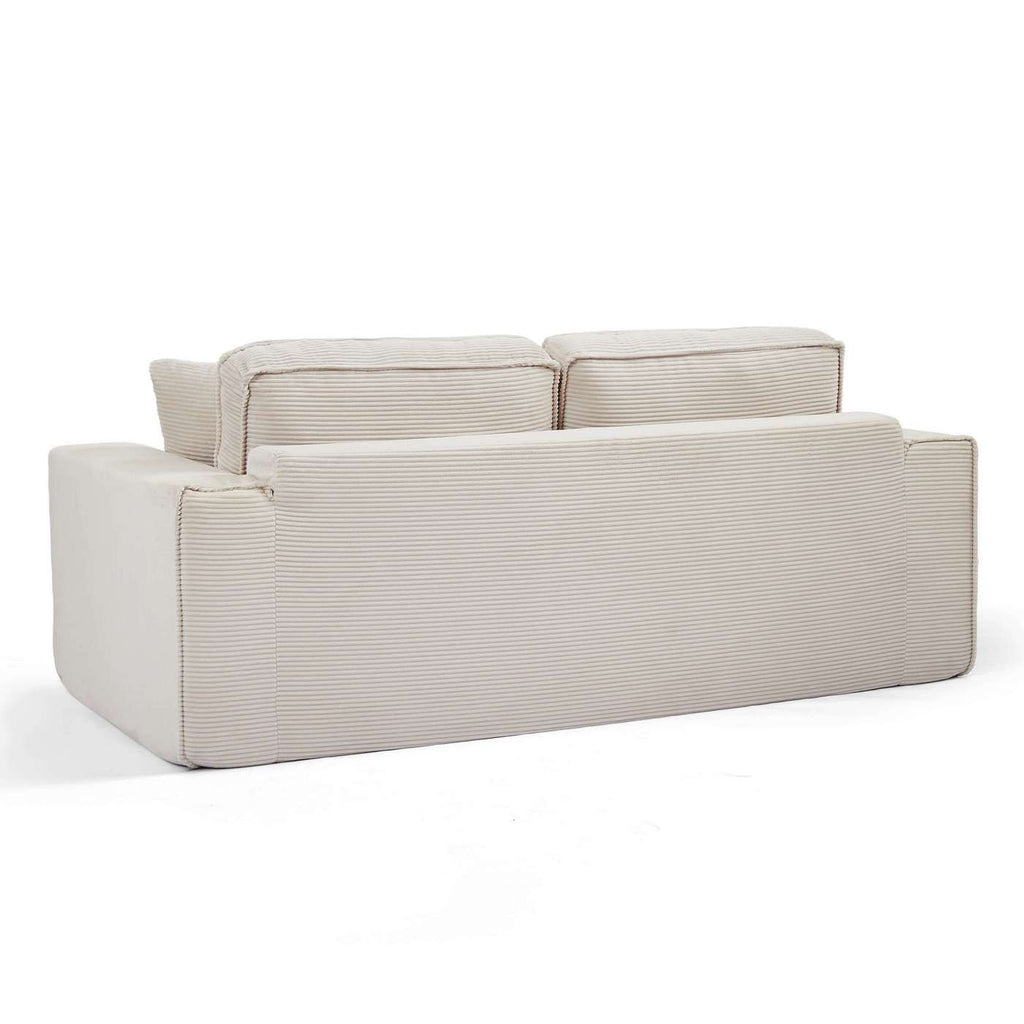 Erebus - Divano lineare compresso e trasformabile Déplimousse a 3 posti - Velluto a coste - Beige