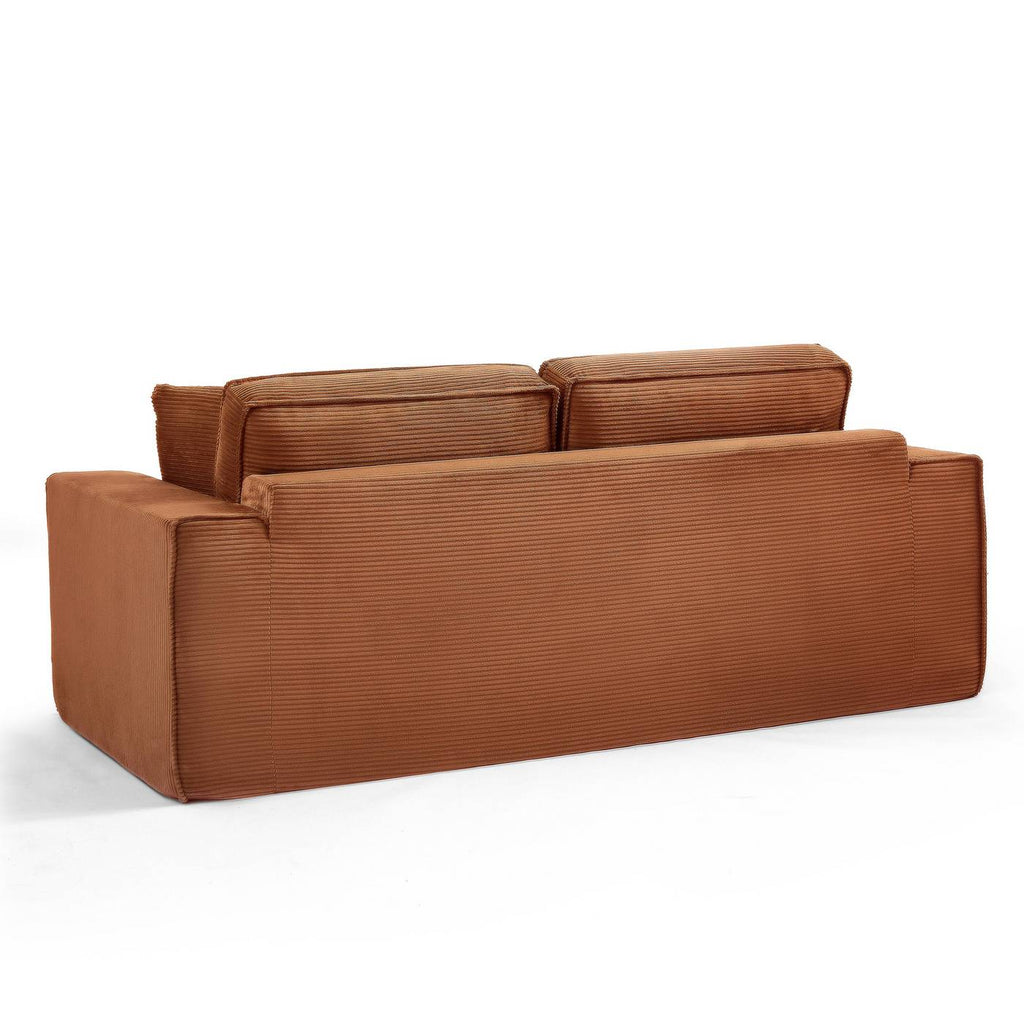 Erebus - Divano lineare compresso e convertibile Déplimousse a 3 posti - Velluto a coste - Terracotta