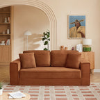 Erebus - Divano lineare compresso e convertibile Déplimousse a 3 posti - Velluto a coste - Terracotta