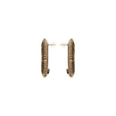 Close-up view of Boho Gold Earring showcasing intricate hand-wrapped metallic threads in circular design.