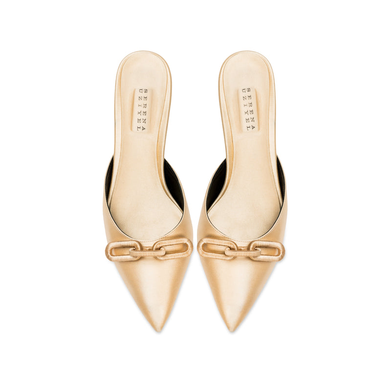 Catena Butter Mid-Heel Mule Pump
