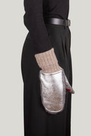 Moufles Erika Cuir Double Face - Silver/Beige - Femme