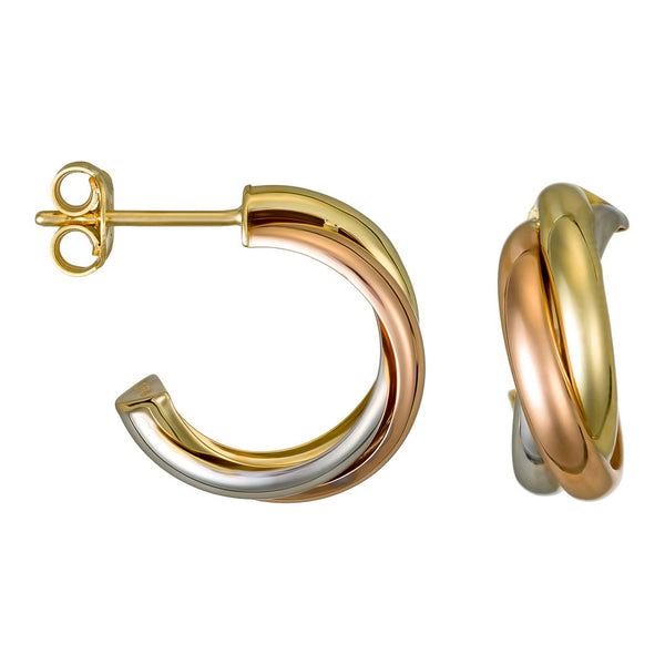 Pendiente “Tri-Gold Hoop” Oro Tricolor 375/1000 - Oro Tricolor 375/1000