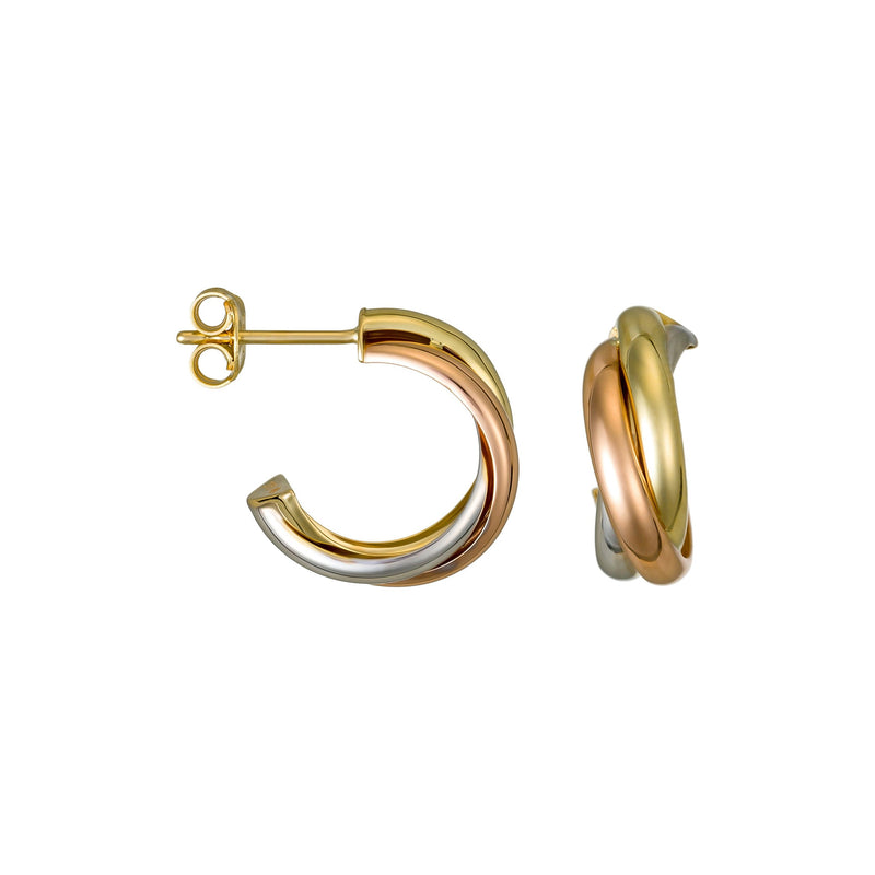 Gold Tri Creole Earring - Tricolor Gold