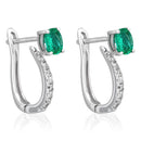 "Beautiful Emerald" Earrings, 0.1/18 diameter + 0.35/2 emerald - 375/1000 White Gold
