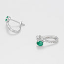 "Beautiful Emerald" Earrings, 0.1/18 diameter + 0.35/2 emerald - 375/1000 White Gold