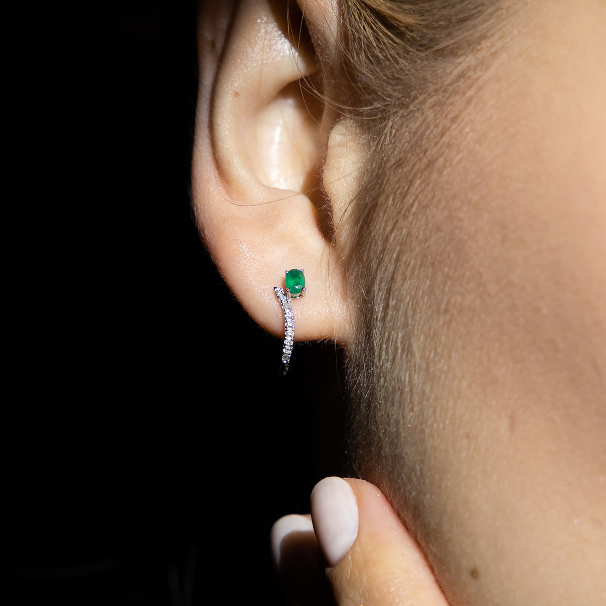 Boucles D'Oreilles "Belle Émeraude" D0,1/18 + Eméraude 0,35/2