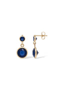 Boucles D'Oreilles "Océane" Or Jaune 375/1000 Et Zirconium Bleu