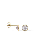 Boucles D'Oreilles "Puces Etincelles 6 Mm" Or Jaune 375/1000 Et Zirconium