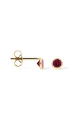 Boucles D'Oreilles "Puces Tendresse 3Mm" Or Jaune 375/1000 Et Zirconium Rose