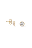Boucles D'oreilles "Puces Tendresse" Or Jaune 375/1000 et Zirconium