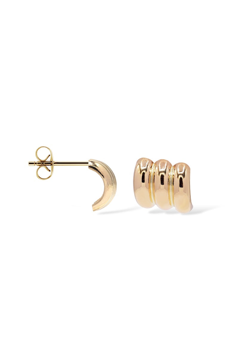 Boucles D'Oreilles "Puces Galets Dorés" Or Jaune 375/1000