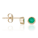 Boucles D'Oreilles "Rond 3Mm Vert" 0,25Ct/2" Or Jaune 375/1000