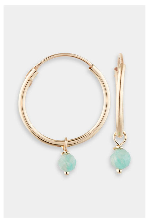 Boucles D'Oreilles" Blake" Or Jaune 375 / 1000 Et Amazonite