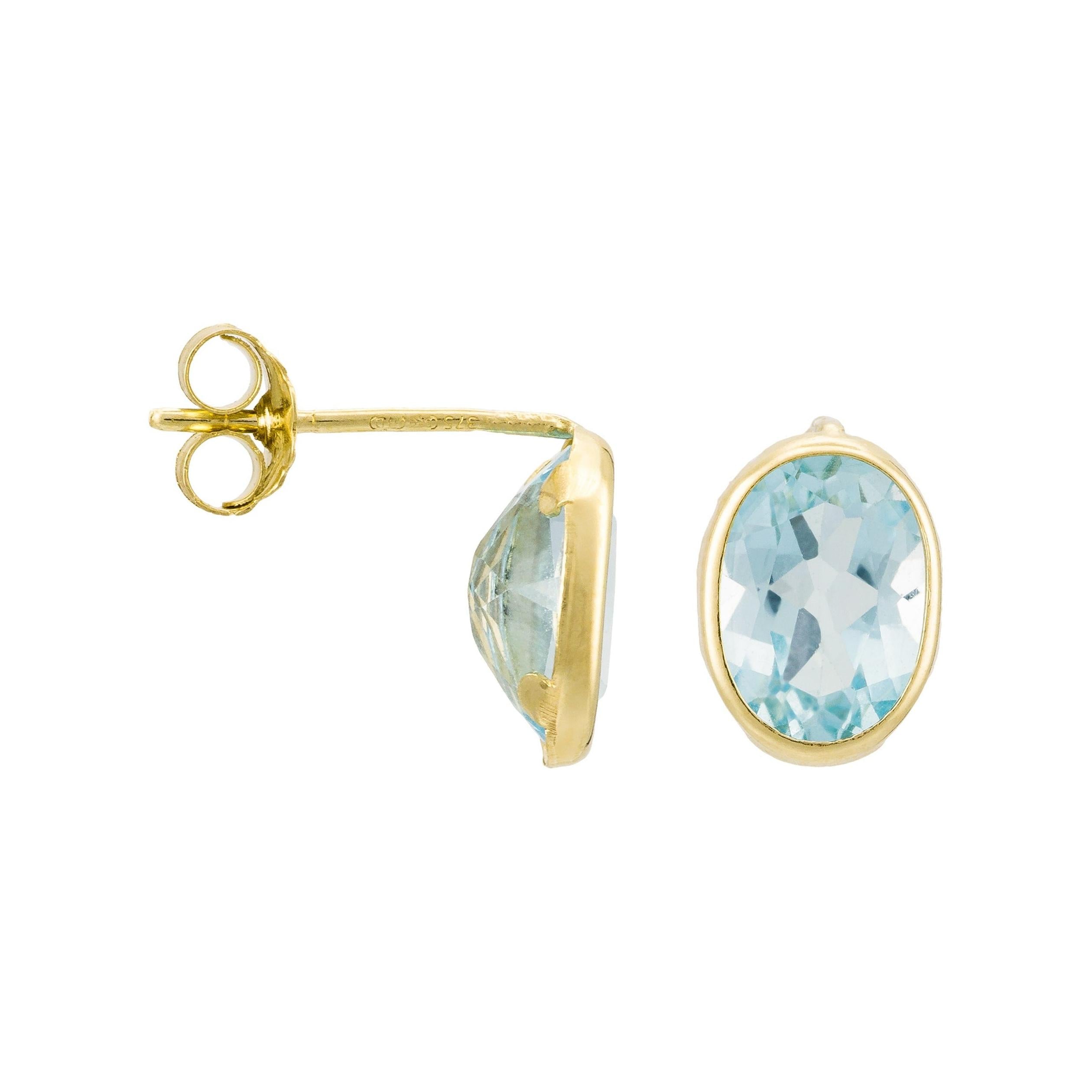 “Round Topaz” Earrings – 3.2Ct/2 375/1000 Yellow Gold